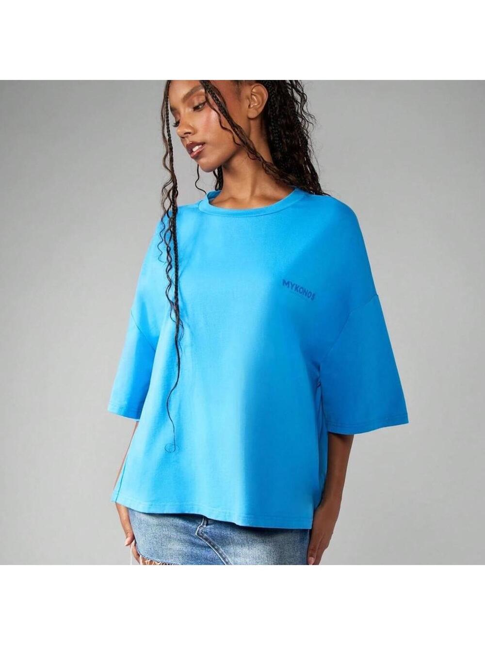 Missguided Mykonos blue oversized tee